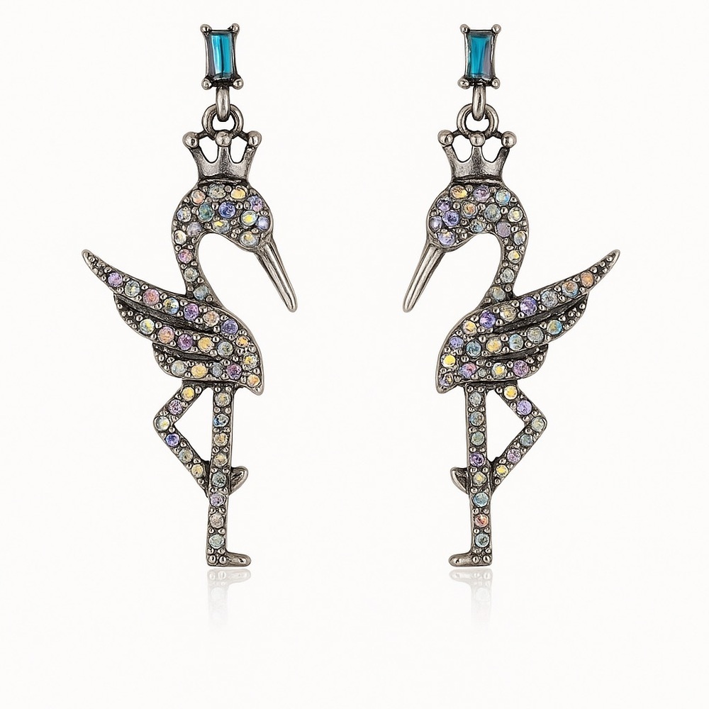 Elegant Flamingo Earrings With Gems